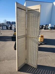 Bi-Fold Louvered Closet Door, Wood, 80"x32", 2-Panel, Off-White, Hinges & Knob Installed