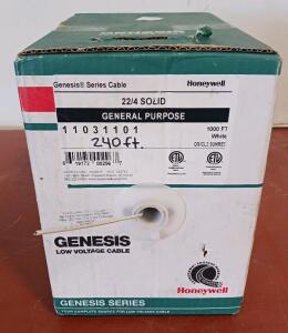 Honeywell Genesis 22/4 Solid Low Voltage Cable, 240 ft White, CM/CL2 SunRes General Purpose
