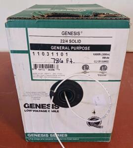 Genesis 22/4 Solid Low Voltage Cable, White, 786 ft Remaining, CL2/CM, Pull Box, W/O 172854