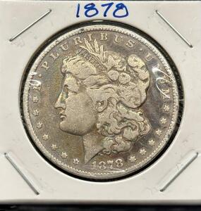 1878 Morgan Silver Dollar &ndash; 90% Silver, Circulated, No Mint Mark, Classic Liberty Head Coin