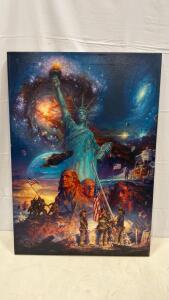 Cao Yong "FREEDOM" Hand Embellished Gicl&eacute;e Canvas 21"x30" Limited Edition 261/2001 COA