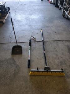 Push Broom 24", Long-Handled Dustpan, Orbit 70" Telescoping Gutter Cleaner Wand Lot
