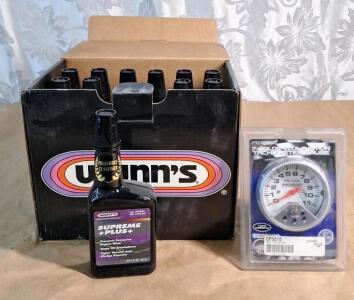(11) 11-Oz Bottles Of Wynn's Professional Supreme Plus Oil Treatment & (1) 7-Color Illuminated Tachometer Guage