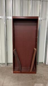 Cherry Veneer 72"x36" Adjustable 3-Shelf Bookcase, Engineered Wood, Mahogany Finish