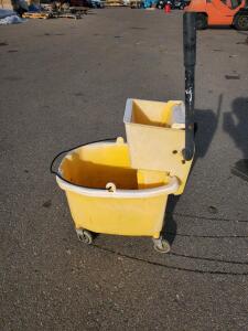 Yellow 8.75-Gallon Commercial Mop Bucket with Side-Press Wringer & Castors
