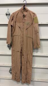 CWU-27/P Nomex Flight Suit Tan 40S, Carter Industries, NSN 8415-01-452-4865, 6 Pocket Design