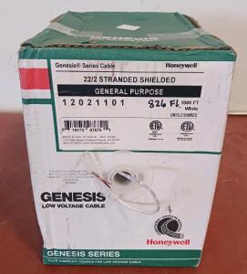 Honeywell Genesis 22/2 Stranded Shielded Low Voltage Cable, 826 ft, White, CL2, CM, 12021101