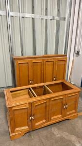 Large Oak Double Kitchen Cabinets &ndash; 8 Doors, Raised Panel, Broken Trim