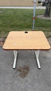 Rectangular Office Desk 48"x30", Laminate Top, Steel Legs, Grommet Hole, Light Oak