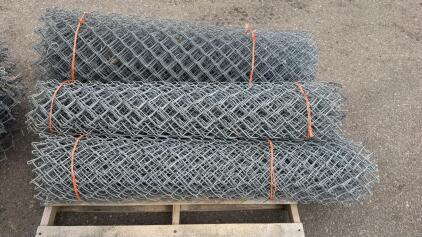 3 Rolls Galvanized Steel Chain Link Fence, 4 ft tall, 11.5 Gauge, 2 in Mesh, Silver
