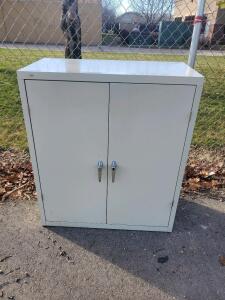 Metal Storage Cabinet, 36"W x 18"D x 42"H, 3 Shelves, Dual Door, Steel, Gray