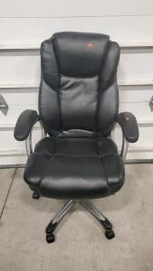 Black High-Back Executive Office Chair, Padded Armrests, Metal Base, Swivel, Adjustable Height