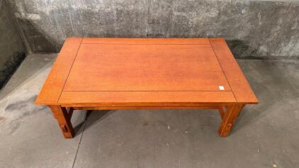 Mission Style Oak Coffee Table with Lower Shelf, Mortise & Tenon Joinery, 48" x 28" x 18"
