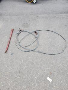 Steel Tow Cable with Dual Hooks and 4 ft Binder Bar, 20 ft, 1/2 in Diameter, Heavy-Duty