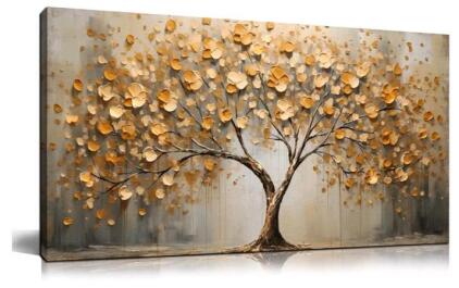 (1) Large Canvas Wall Art Print, Abstract Tree Print, 29"T "X 58"L<br/>