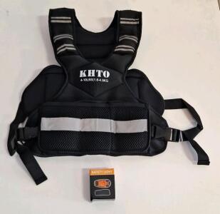 (1) KHTO Adjustable Weighted Vest For Men & Women W/ Warning Light & Reflective Strips, 4-10 LBS