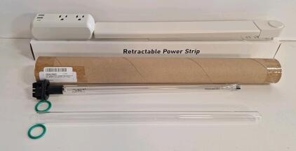(1) LSE Lighting Combo Package - Replacement UV Bulb 602805, Quartz Sleeve 60732 & (2) O-Rings & (1) Retractable Power Strip