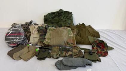 US Military Surplus Size Medium Lot&mdash;US/Euro Gear, Pouches, Canteens, Clothing, Hats, Gloves, Socks
