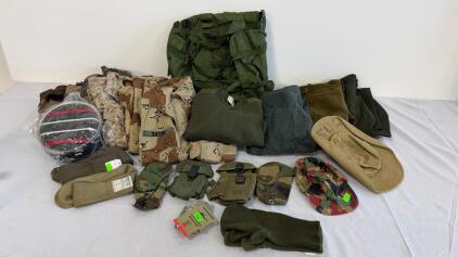 US Military Surplus Size Medium Lot&mdash;US/Euro Gear, Pouches, Canteens, Clothing, Hats, Gloves, Socks