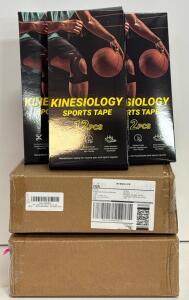 KHTO Weighted Training Vest 4-10 lb, 6 Adjustable Packs, Reflective, Safety Lamp, Neoprene And (8) boxes of 12 Piece Kinesiology Tape