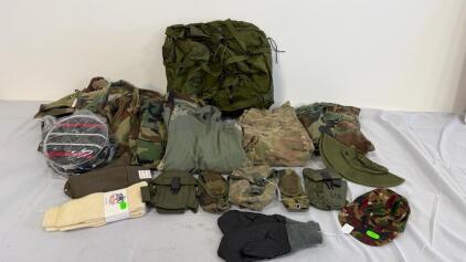 US Military Surplus Size Medium Lot&mdash;US/Euro Gear, Pouches, Canteens, Clothing, Hats, Gloves, Socks