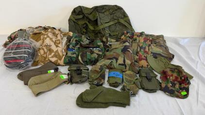 US Military Surplus Size Medium Lot&mdash;US/Euro Gear, Pouches, Canteens, Clothing, Hats, Gloves, Socks