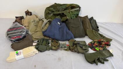 US Military Surplus Size Medium Lot&mdash;US/Euro Gear, Pouches, Canteens, Clothing, Hats, Gloves, Socks
