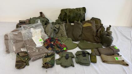 US Military Clothing Lot: Size Small USGI Cold Weather Field Gear: Polypropylene Underwear NSN 8415-01-227-9544, Jackets, Canteens