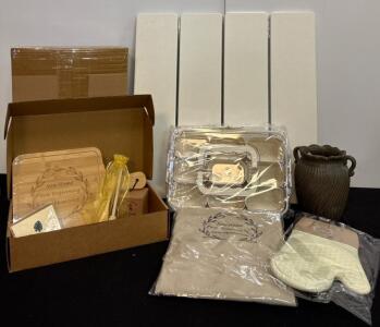 New Home Owner Lot: Stone Drying Mat, Snack Box with Lid and Handle, Planter And New Home Owner Gift Box Set.