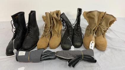 US Military Combat Boots and Cold Weather Boot Liners, Sizes 7W/XW & 9R, NSN Included