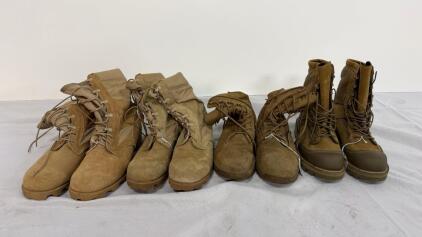 Vibram Sole Military Combat Boots, Coyote Brown, Leather/Nylon, 8" Shaft, Mixed Condition, Size Unknown