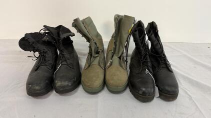 Black Military Jungle Combat Boots, Leather/Nylon, 8.5" Height, Lace-Up