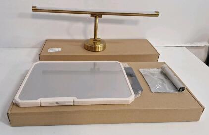 (1) 23.6-in Brushed Gold Modern/Contemporary LED Wall Light & (1) Stainless Steel Cutting Board W/ Bench Scraper