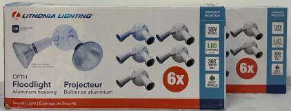 (12) Adjustable Twin Par Flood Light Holders, 120 Volts, Uses 2 Lamps Up To 150W (Not Included), White (OFTH 300PR 120 WH CP6 M4)