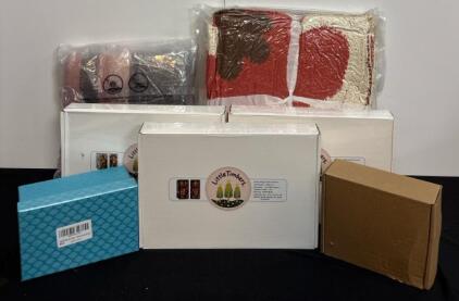 Gift Lot!!! (3) Book Nooks, (1) Crystal Mom Gift, (1) Plaid Scarf, (1) Heart Arts And Craft Gift Box Set And (1) Throw Blanket