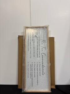 Framed Wooden Wall Art - The Ten Commandments, 40"x15", Rustic Farmhouse Christian Decor, Waterfall Canvas Art