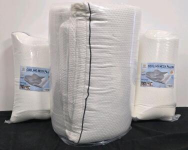 Gembed Full Size Matress Topper 54"x75"x4", (2) Cooling Memory Foam Neck Pillows
