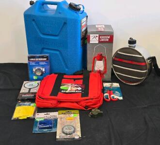 Emergency Survival Kit: Wavian 5.8 Gal Water Can, Rothco Lantern, Headlamp, Compass, Bag, Canteen