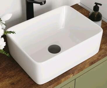 Rectangle Vessel Sink, 16" x 12'' White Bathroom Above Counter Sink Bowl