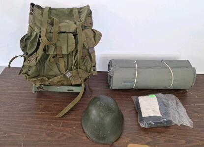 (1) Framed Field Pack & Assorted Military Gear