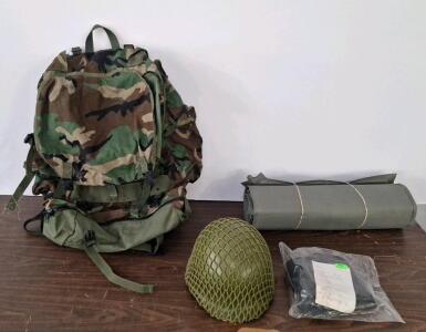 (1) Framed Field Pack & Assorted Military Gear