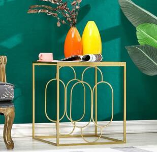 20" W Gold End Table with Tempered Glass Top