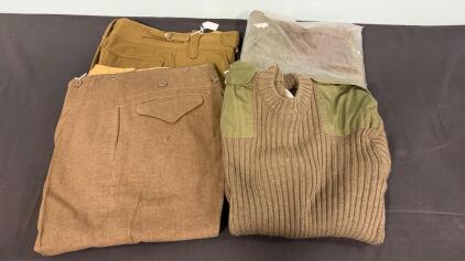 (2) US Military Dress Pants Size 30x34 & (2) US Military Wool Sweaters Size Medium
