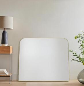 Eghome 32x40 Inch Gold Framed Wall Mirror, Rectangular Rounded Corners, Metal Frame