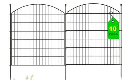 No Dig Heavy Duty Metal Fence - 10 Panels, Thick Rust-Resistant Decorative Fence Posts