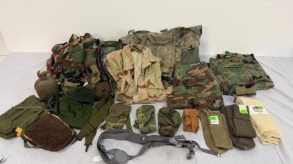 Large Military Surplus Lot Size Medium &ndash; US Woodland & Desert Camo, ACU Bag, Swiss Jacket, Web Gear, 20+ Items