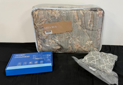 NICETOWN 8x10 Area Rug Sage Green, UFETCYG 15x54 Ironing Board Cover, Sheet Holders Set, New