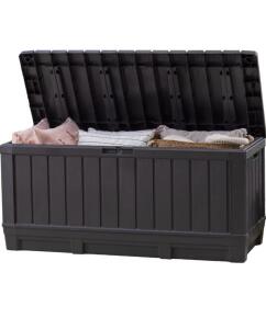 Keter Kentwood 92-Gallon Outdoor Storage Deck Box, Grey, 51.9"x22"x24.6", Lockable, Resin