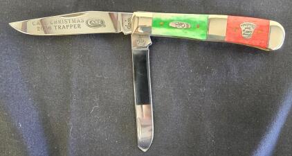 Case XX 6254 Trapper Christmas 2006 Red & Green Bone 2-Blade Knife, USA, Tru-Sharp SS