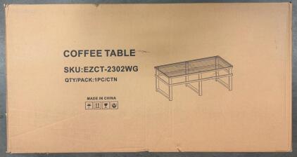 Furniturosy Black & Gold Glass Coffee Table W/ Transparent Tempered Glass Surface